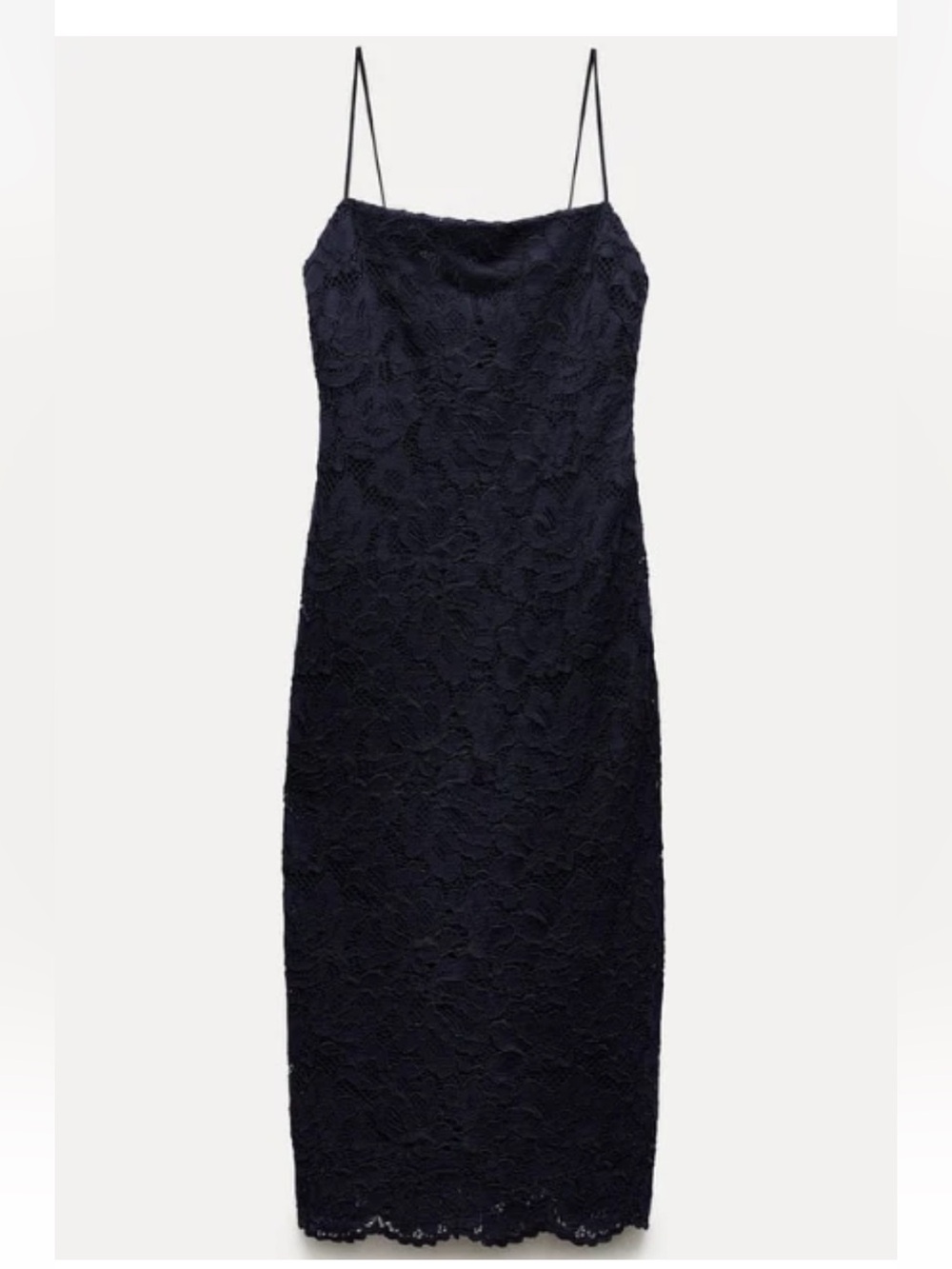 Zara Lace Slip Dress with Spaghetti Straps - Navy - Picture 5 of 6